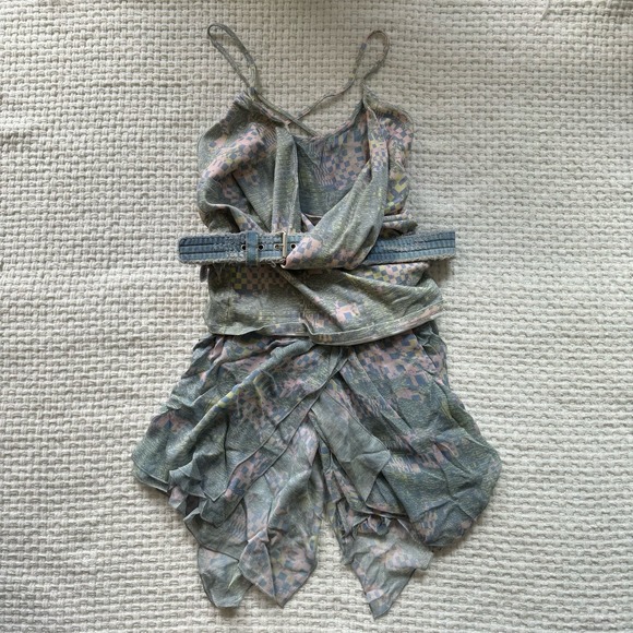 Diesel Draped-Detail Asymmetric Mini Dress w/ Belt - L - NWT - Picture 2 of 8